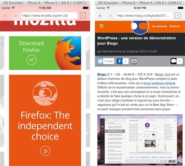 Скриншоты Firefox для iPhone